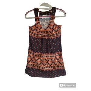 Women's Touch Blue SOFT Red & Black Paisley Tank Top | Size XS